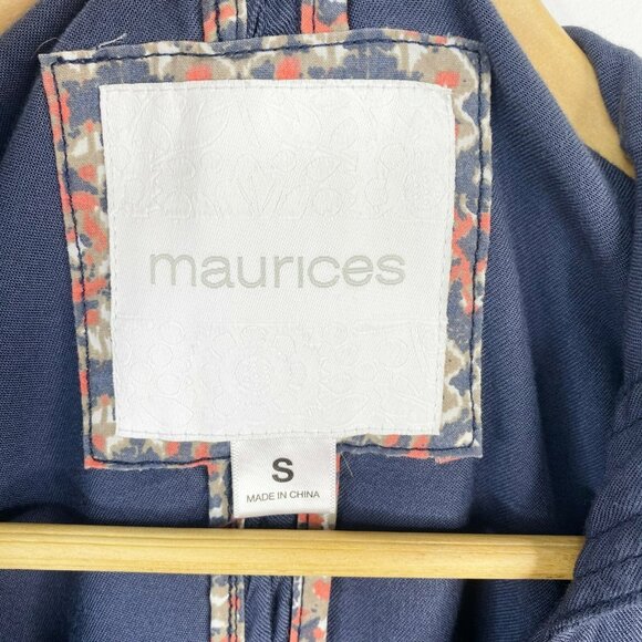 Maurices Jacket Womens Size Small Gray Blue Zip Front Utility Field Hood Rayon - Picture 2 of 5